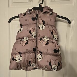 H&M Minnie puffer vest with minnie ears size 18 mo